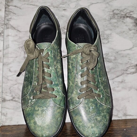 Versus Versace Green Abstract Leather Lace Up Sneakers EU 40 Women 9 - Picture 3 of 9